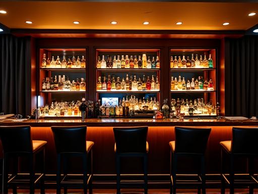 Elegantní hotelový bar s atmosférou večer