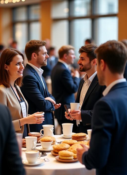 Hosté networkingují během přestávky na konferenci