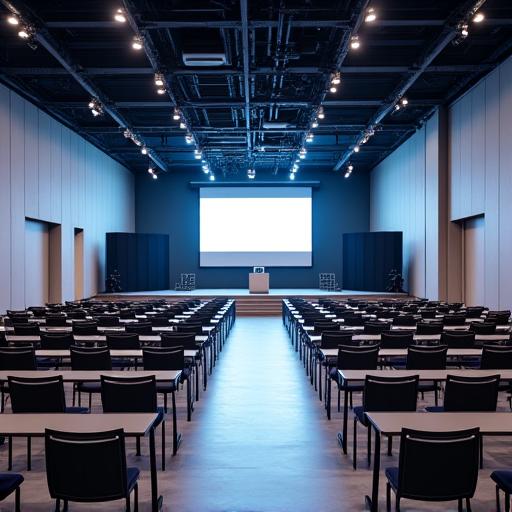 Příprava konferenčního sálu pro velkou akci